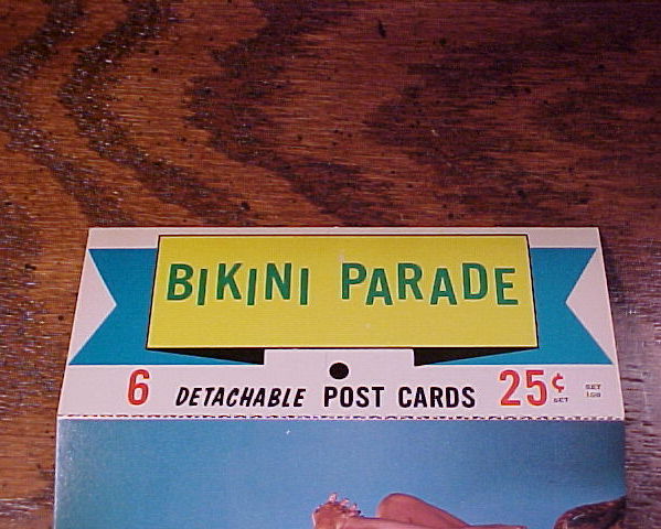 1965 Bikini Parade Postcard Strip Cheescake New Old Stock 1940 59