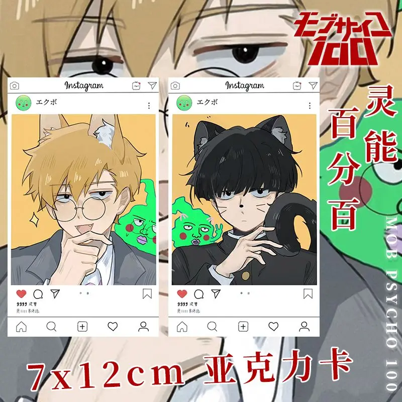 Mob Psycho Anime Acrylic Card Kageyama Shigeo Reigen Arataka Cat Ear