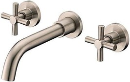 Sumerain Wall Mount Bathroom Faucet In Nickel With Cross Handles And, In... - £84.82 GBP