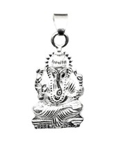 Real 925 Solid Silver Lord Sitting Ganesha ganpati religious God Pendant - £34.96 GBP
