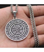 Silver Norse Viking Rune Vegvisir Compass Pendant Protection Necklace Ch... - £10.09 GBP