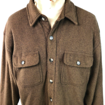 Dex Brothers Vtg Fleece Shacket size XL Mens Satin Quilted Shirt Brown Hong Kong - £37.87 GBP