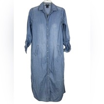 Wet Seal 100% Cotton Chambray Denim Snap Button Long Shirt Size S/M - £21.79 GBP
