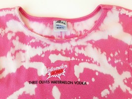 Three Olives Watermelon Vodka Embroidered Shirt Pink S Rare Petite Womens - $9.80