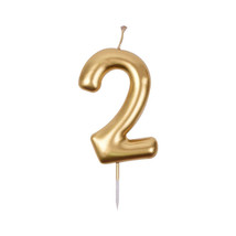Gold Birthday Candles for Cake, Premium Glitter 2nd Number Candle Birthd... - $21.24