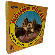 Fairchild Round Jigsaw Puzzle 650 Piece Scenic USA Carmel Mission CA Vintage - £9.85 GBP