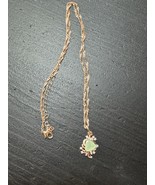 585 14K RG Stamped Mint Floral Gemstone Pendant 19” Necklace Clasp Chain - $911.17 MXN