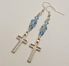 Baby blue crystal cross earrings 3 thumb200