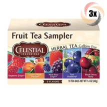 3x Boxes Celestial Assorted Fruit Sampler Herbal Tea | 18 Bags Each | 1.4oz - £17.31 GBP