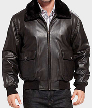 Men&#39;s vintage BLACK Leather Bomber Jacket All Size - £156.03 GBP