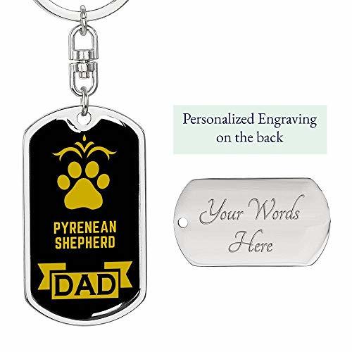 Dog Dad Gift Pyrenean Shepherd Swivel Keychain Stainless Steel or 18k Gold