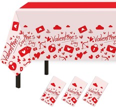 Valentines Day Tablecloth Decorations for Party,3 Pack Disposable Plastic - £12.32 GBP