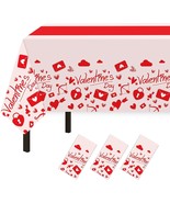 Valentines Day Tablecloth Decorations for Party,3 Pack Disposable Plastic - £11.90 GBP