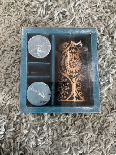 Pier 1 One Imports OCEANS Scented Gift Set 2 Votive Candles And Holder HTF - $25.10