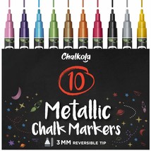 Metallic Liquid Chalk Markers Fine Tip - Dry Erase Marker Pen For Chalkboard Sig - £25.15 GBP