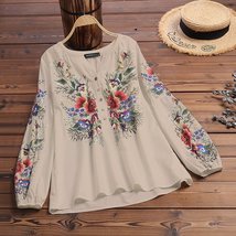 ZANZEA Women&#39;s Blouse Full Sleeve Button Down Front Printing Design Tops... - €65,47 EUR