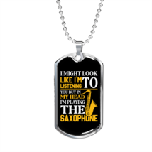 Musician Necklace I&#39;m Playing The Saxophone Necklace Stainless Steel or 18k Gol - £38.04 GBP+