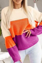 Color Block Drop Shoulder Round Neck Sweater - £27.16 GBP