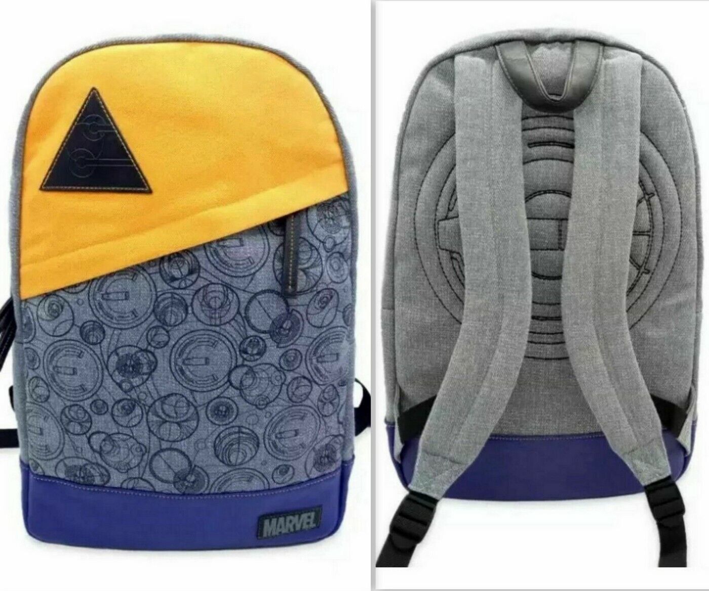 Primary image for Disney Marvel Eternals Logo Backpack Kids Bag, Gray/Blue/Yellow Disney Parks