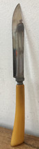 Vtg Mid Century Burns Syracuse NY Serrated Stainless Knife Butterscotch Bakelite - £21.23 GBP