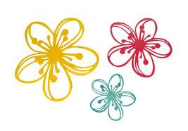 Set of 3 Brightly Colored Metal Floral Splash Silhouette Wall Sculptures - £27.65 GBP