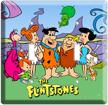 FLINTSTONES & RUBBLES FAMILY DOUBLE LIGHT SWITCH PLATE