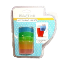 Tea Bag Holder 4-Pack Clips to Mug or Cup Rim Multicolor Plastic Kitchen... - $9.50