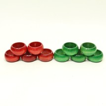 Holiday Wood Napkin Rings Red and Green (Set of 10) - £10.71 GBP