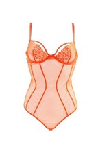 L&#39;AGENT BY AGENT PROVOCATEUR Womens Bodysuit Unique Sheer Orange Size S - $105.21