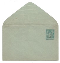France Peace & Commerce 5c Postal Stationery Envelope Small Green on Blue Unused - $6.95