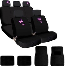 For Hyundai New Butterfly Black Flat Cloth Car Truck Seat Covers Floor Mats Set - $51.41