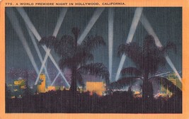 Vintage Linen Postcard World Premiere Night In Hollywood, CA - £9.68 GBP