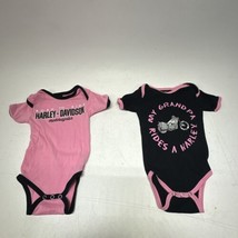Lot of 2 Harley-Davidson Baby Outfits 3 - 6 Months Pink And Black - £16.02 GBP