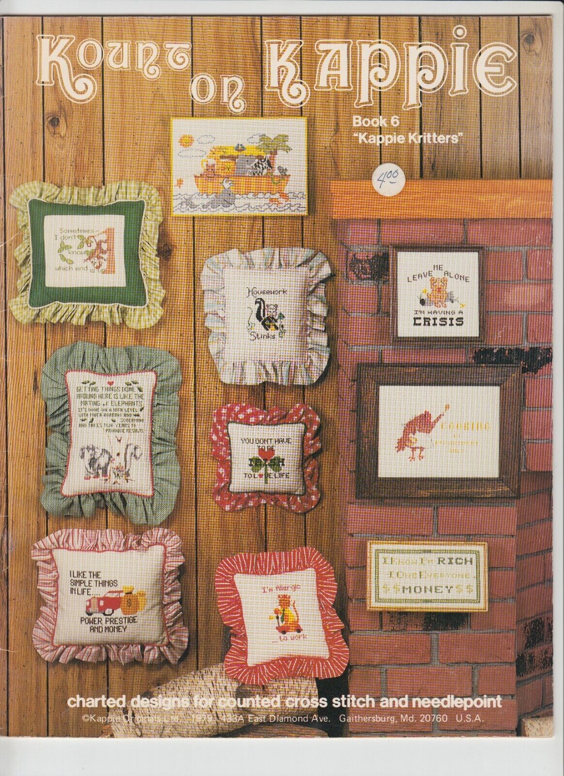 Kount on Kappie Kritters Counted Cross Stitch Pattern Book 6 Animal Critter 1979 - £5.41 GBP