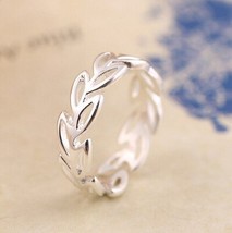 Flyleaf Simple Hollow Leaves Opening Ring 925 Sterling Silver Jewelry Fashion We - £8.52 GBP