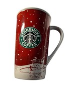 Starbucks 2007 Christmas Holiday Coffee Mug Red White Ice Skaters 16 oz - €20,02 EUR