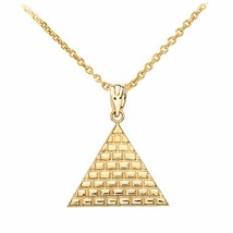 Fine 14k Yellow Gold Egyptian Pyramid Geometric Triangle Pendant Necklace - £183.15 GBP+