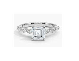 Solitaire 3CT 7*7mm Asscher Cut Engagement Ring, Asscher Simulated Diamond Ring - £66.23 GBP