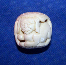 Foo Dog Faux Ivory Oriental Bead Curtain Pull Netsuke - £71.07 GBP