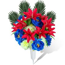 Riceshoot Artificial Memorial Red Lily Bouquet for Gravesite, Single Stem - $6.88 CAD
