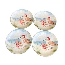 4 Pier 1 Imports Dolomite Sandpipers On Beach 8.5 in Salad Plate Christm... - £38.28 GBP