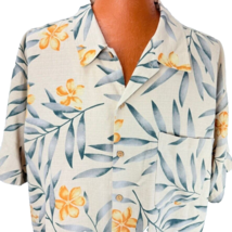 Cherokee Hawaiian Aloha XXL Shirt  Hibiscus Flowers Palm Leaves Tropical Beige - $49.99