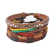 Men&#39;s Leather Bracelet Multilayer Beaded Bracelet - £12.63 GBP