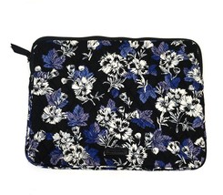❤️ VERA BRADLEY Frosted Floral Laptop Sleeve Black White Blue - £7.98 GBP
