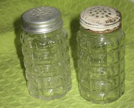 Anchor Hocking Salt &amp; Pepper Set-Clear-Window Pane- 3 in.-USA - £7.15 GBP