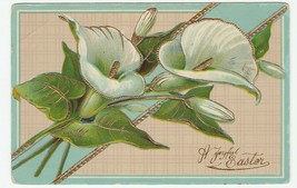 Vintage Postcard Easter Lily Gold Trim Gel Card Made in Germany - £6.24 GBP