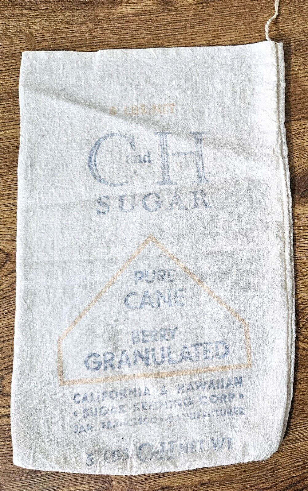 Primary image for 1939 FOOD  11" X 7" C&H SUGAR PURE CANE BERRY GRANULATED CAL. & HAW 5lb. BAG
