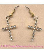 Vintage Rhinestone Crystal CROSS EARRINGS Religious Easter Quinceanera J... - €9,31 EUR