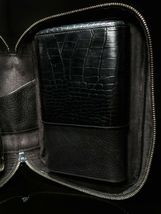 Brizard Black  Croco Pattern Black Leather Traveler NIB image 7