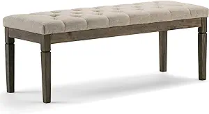 Waverly 48 Inch Wide Traditional Rectangle Tufted Ottoman Bench In Natur... - $232.99